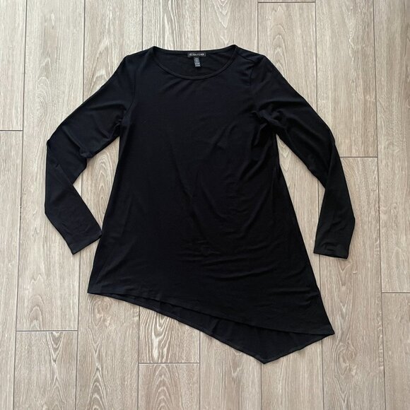 Eileen Fisher | Black Stretchy Long Sleeve Jersey Tunic - Size XS - Picture 5 of 11